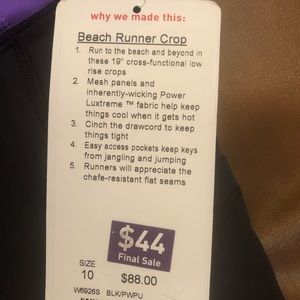 Lululemon Beach Runner Crop size 10